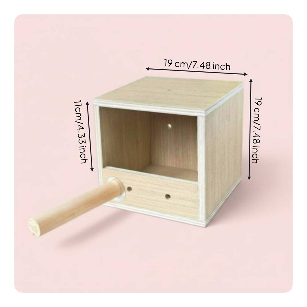 Parrot Nesting Box Breeding Use Small Pet Hideout Perch Included for Enclosure