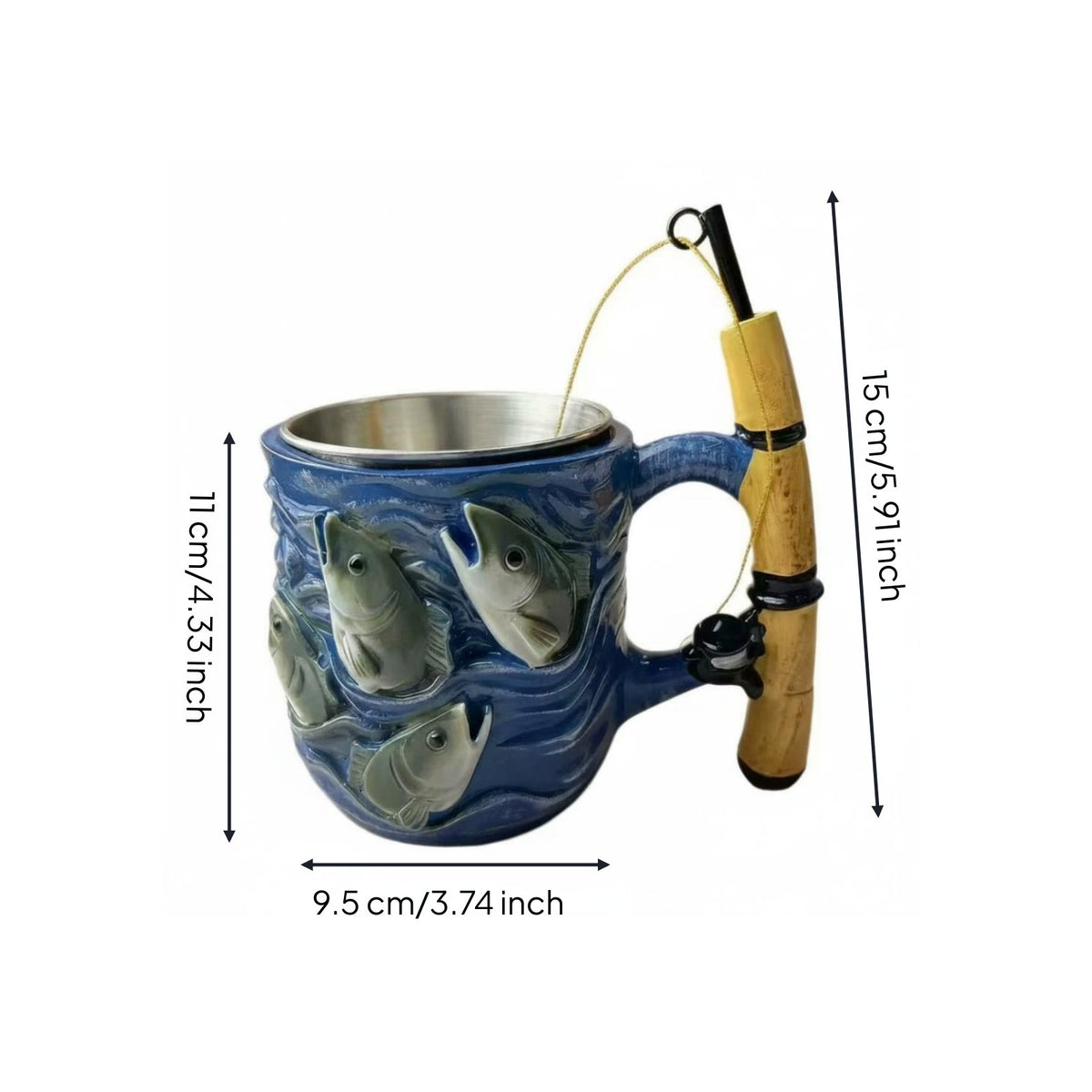 Fishing Mug Easy to Clean Fishing Rod Handle Mug Hot and Cold Drinks for Anglers