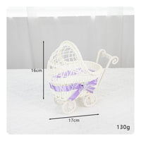 Carriage-styleStyle Woven Basket White Stroller Shaped Basket Portable