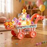 Music Ice Cream Vehicle Rotating Light up Ice Cream Vehicle Role Play Kids Toy