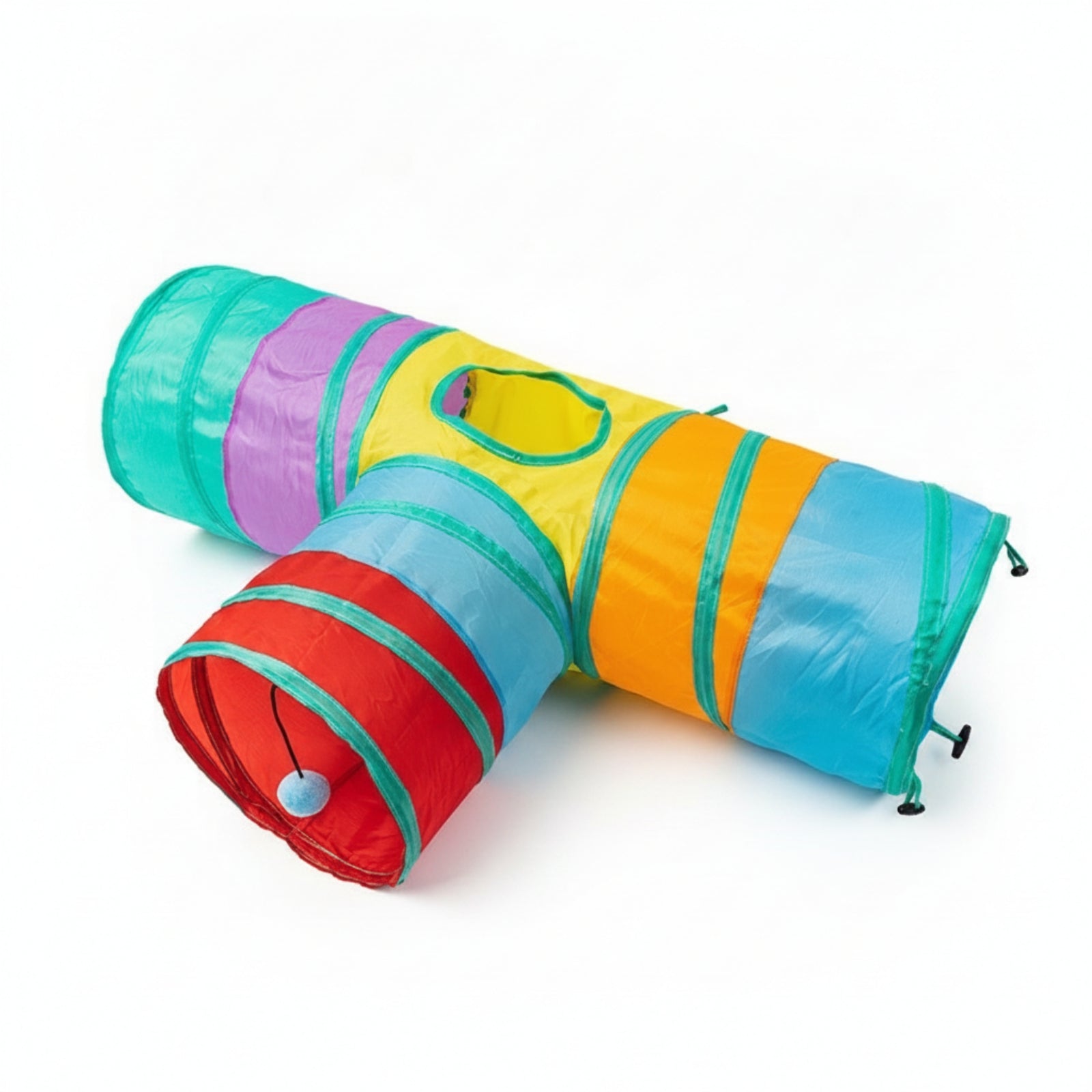 Foldable Cat Tube Springy Small Animal Tunnel Hanging Ball for Cats