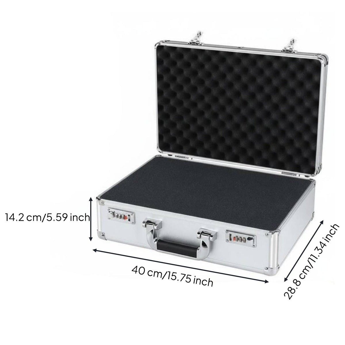 Aluminum Hard Case with Foam Heavy Duty Locking Metal Briefcase Shockproof