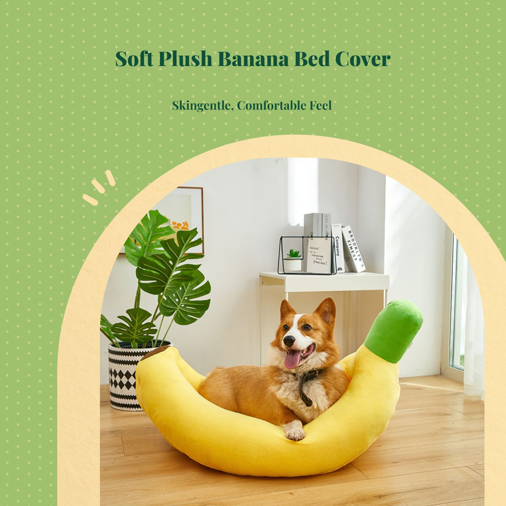 Banana Pet Bed, Cozy Plush, Removable Cover, All Seasons