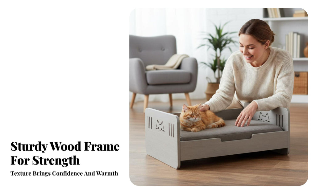 Princess Design Elevated Wooden Pet Bed Luxury & design Elevated Pet Sofa Sturdy Construction Dog Couch cleanable pad for Cat Owners, Indoors, Living Room, Bedroom