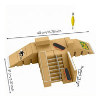 Multi Level Fingerboard Track Printed Graphics Mini Ramp Obstacle Small Sports Gear Assembled