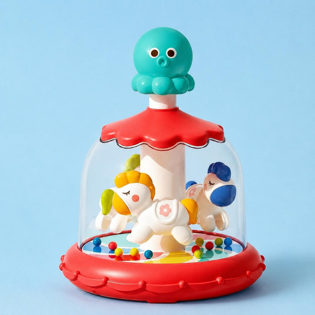 Dome Carousel Toy Hand-Eye Coordination Press-and-Rotate Toy for Young Children