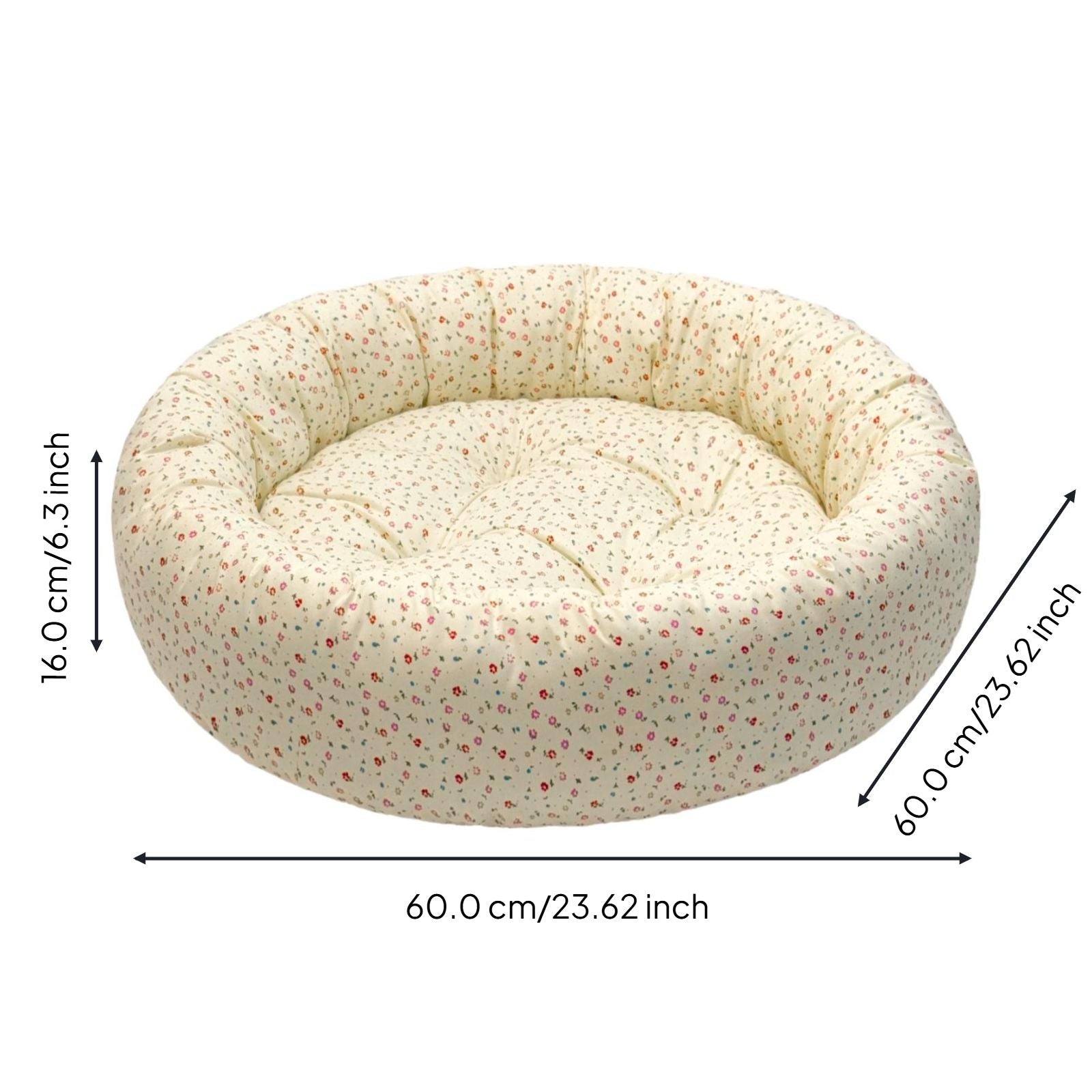 Cat Bed, Round Washable Non-Slip Mat, Cozy Calming Pet Bed