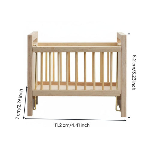 Wooden Dollhouse Baby Bed Realistic Intricate Design for Miniature Scene