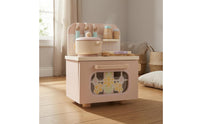 Wooden Play Kitchen Floral Window Mini Toy Cooker Compact for Playroom