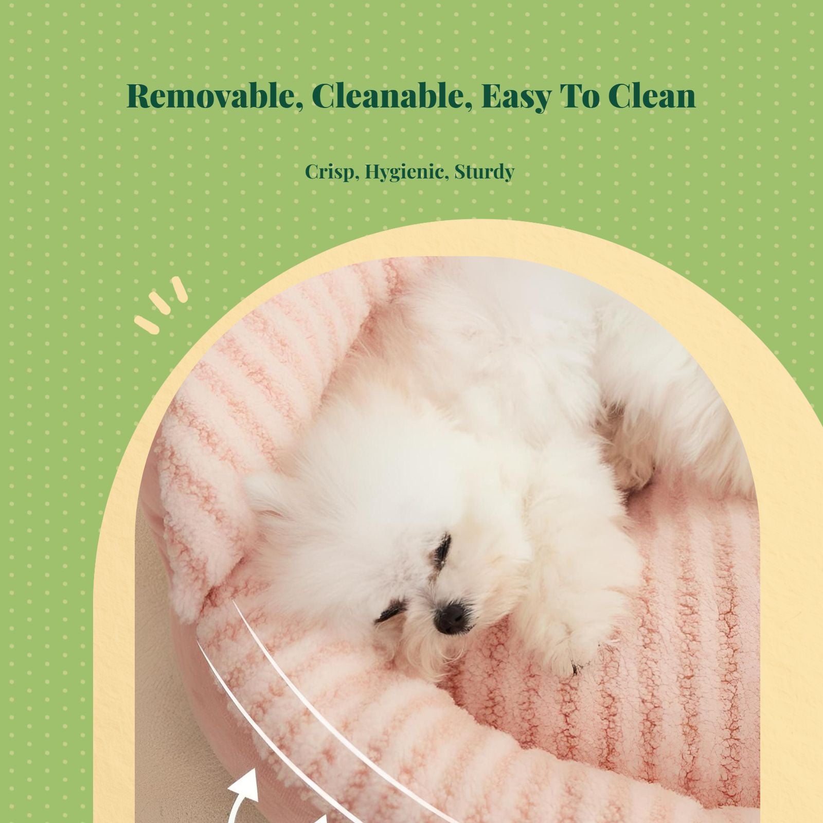 Supportive indoor dog bed for small and medium pets.