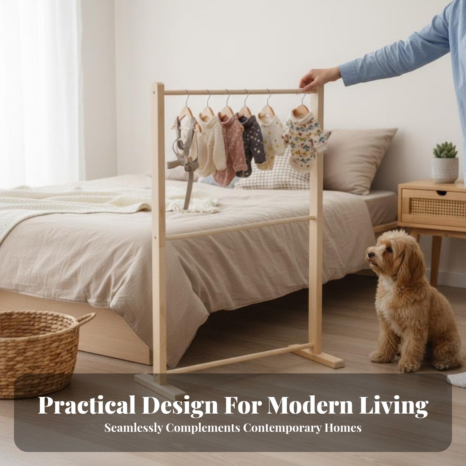 Miniature Pet Wardrobe Minimalist aesthetic Garment Rack adaptable for Living Room