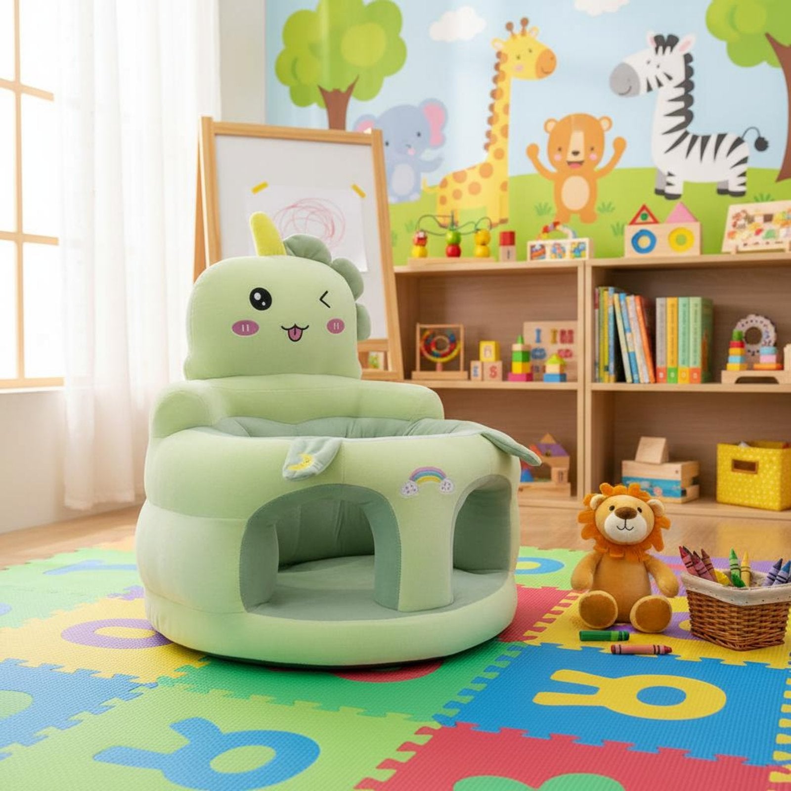 Soft Baby Sofa Spine Support High-Back Baby Sofa Sit up Chair Anti-Fall Design Stuffed Creature Chair Skin-Friendly for Toddlers