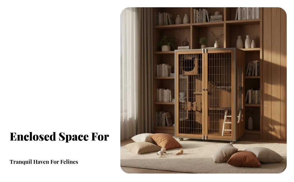 enlarged Large Space Wooden Cat Villa Luxury Design Multi-Level Cat Villa Good Ventilation Pet Furniture Multiple entry Points for Indoors, Indoor, Living Room, Bedroom