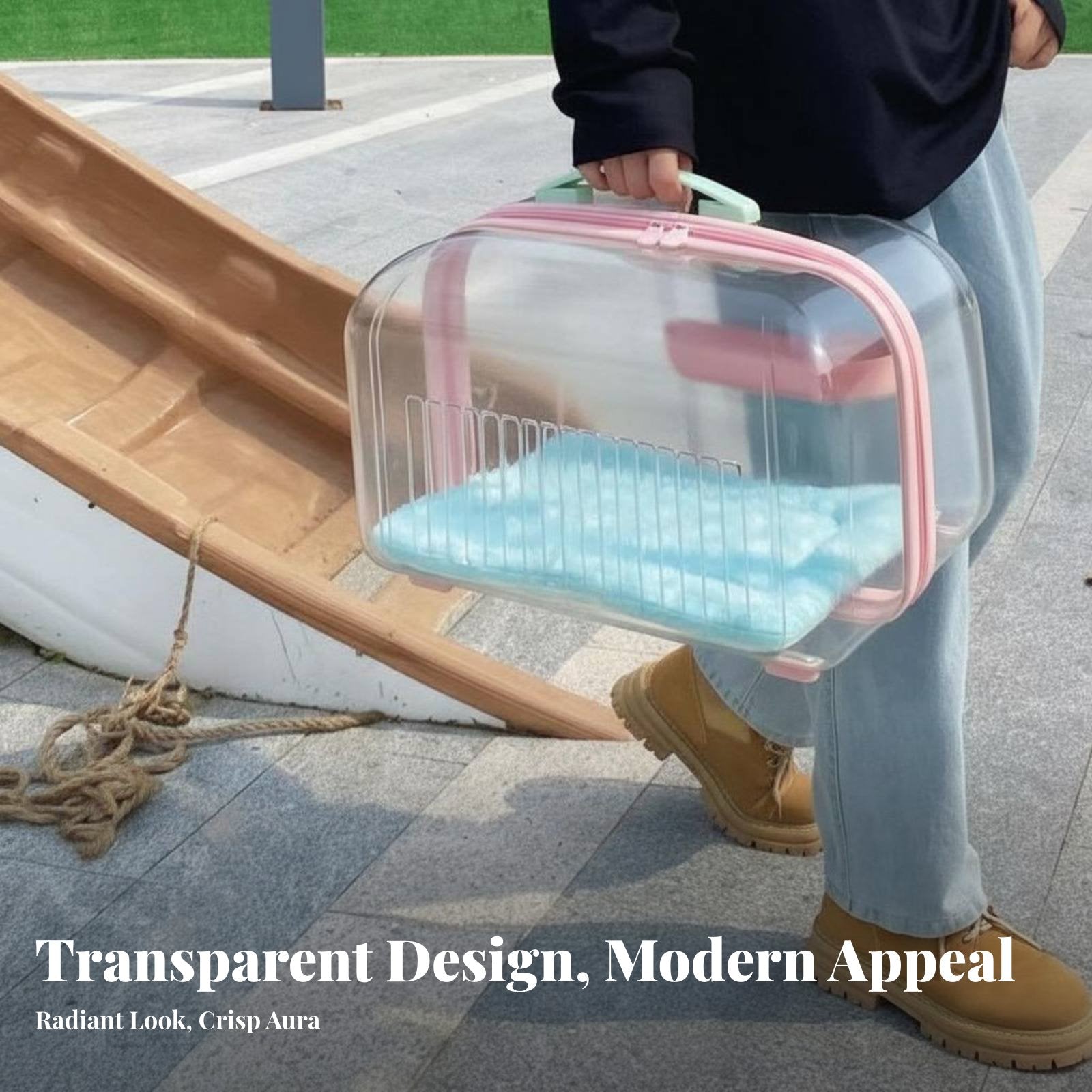 2-Tier Pet Trolley Transparent View pet Equipment two-level Design