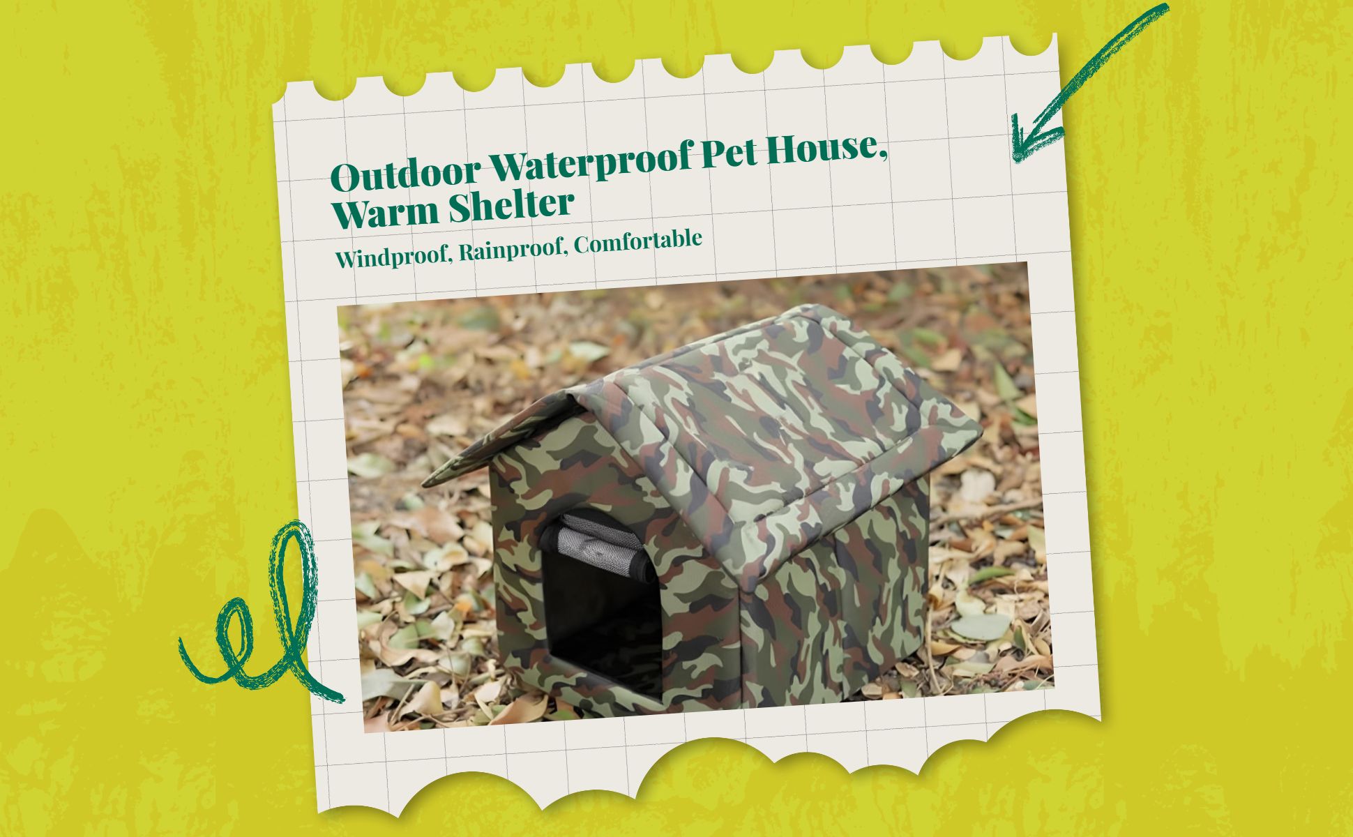 Insulated Outdoor Cat House, Waterproof Pet Shelter