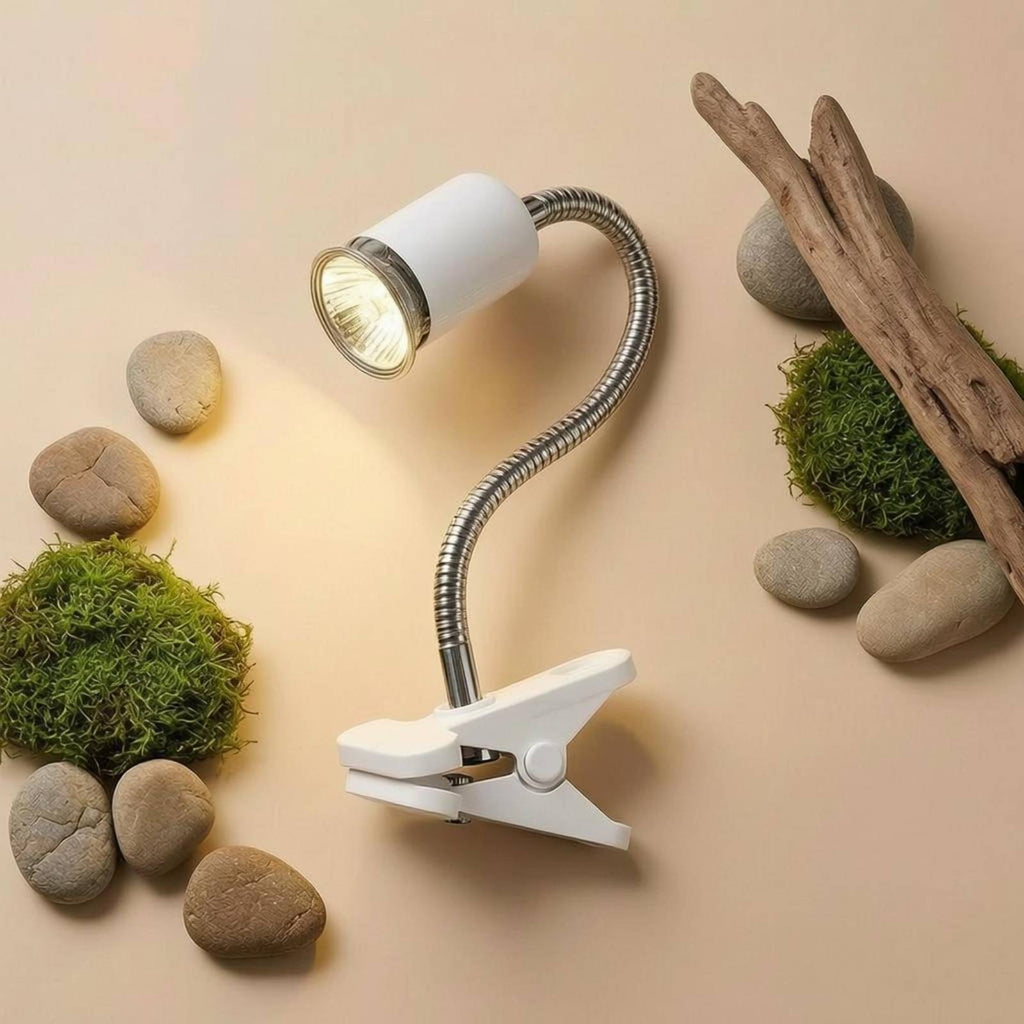 Clamp-on Basking Lamp Flexible Reptile Heat Lamp Holder Pet Lighting Plastic Clamp Metal