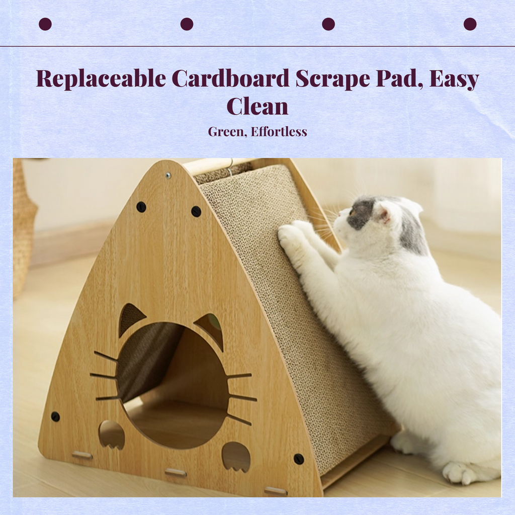 Triangular cat scratcher-bed combo