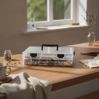 Portable Organizer Box Side Latches Clear Compartment Box Compartmented