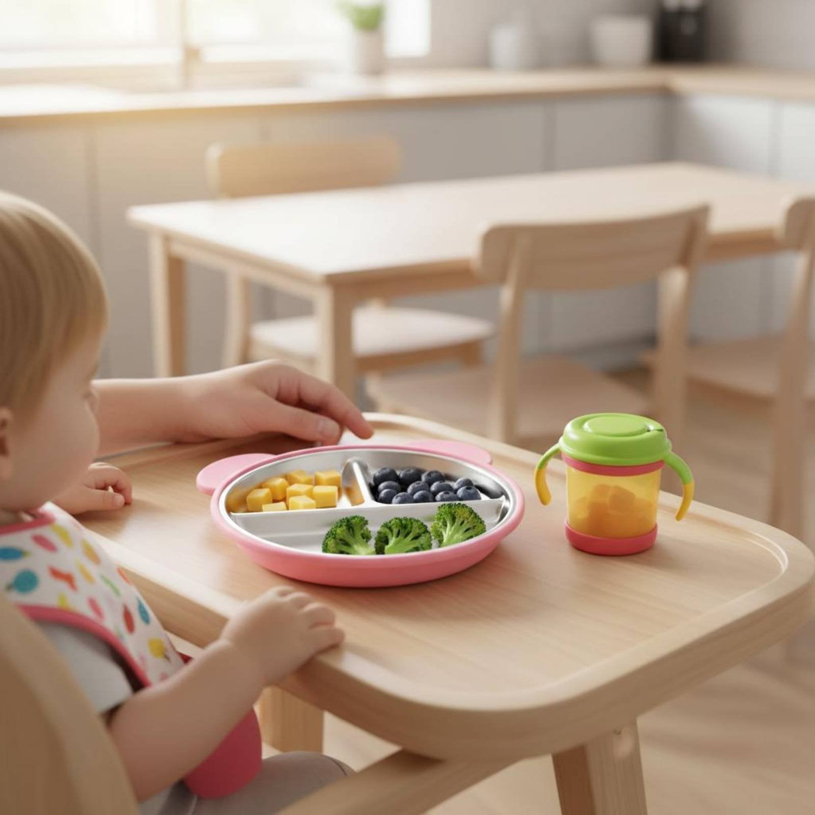 Stainless Steel Suction Plate Anti-Tip for High Chair, Toddlers, Babies