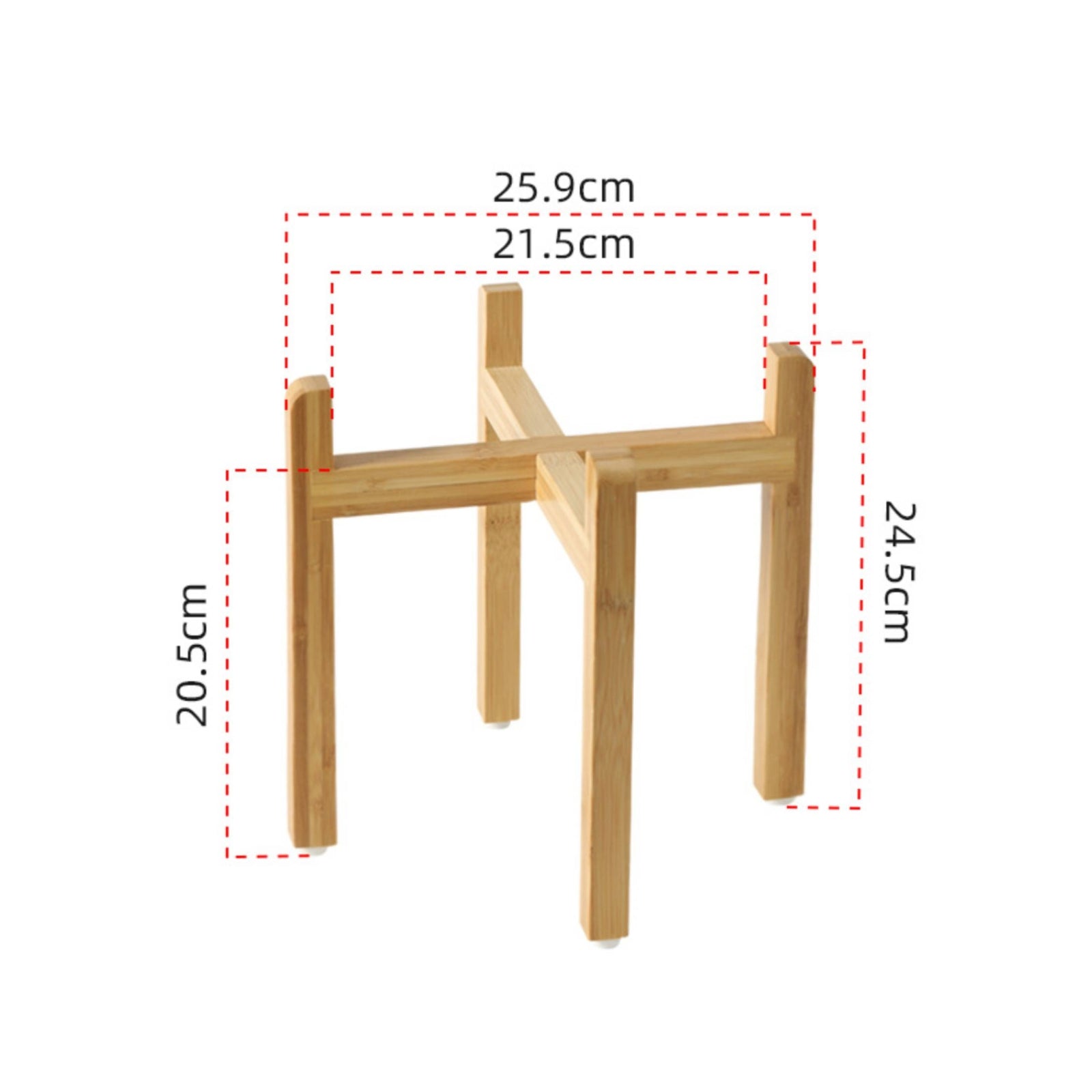 Cross-Brace Bowl Stand Bamboo Finish Wooden Pet Bowl Stand Exposed Design