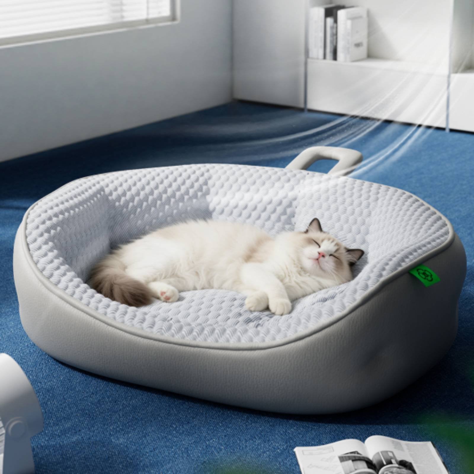 3D Massage Particles Cooling Cat Bed Breathable All-Season Dog Bed Cool-Contact Textile Textured Cooling Pet Mat Fully Washable for Cats, Dogs, Small Pets, Summer