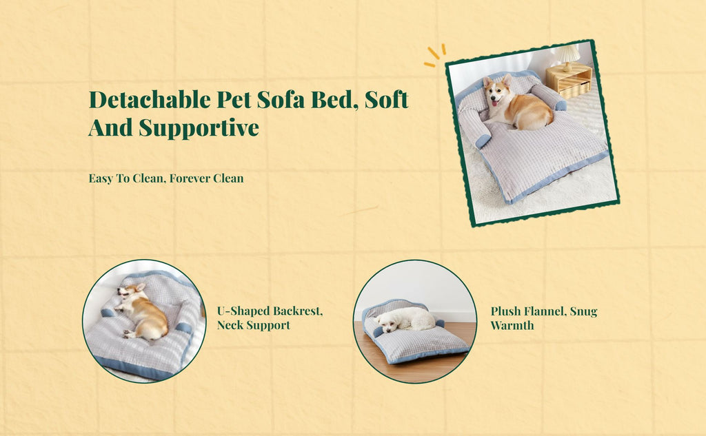 Rectangle Dog Bed, Washable Sofa, Removable Cover, Non-Slip