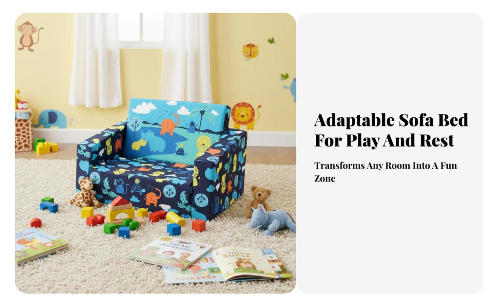 Transformable Flip-Open Sofa Fold-unfolded Design Toddler Couch Soft Construction