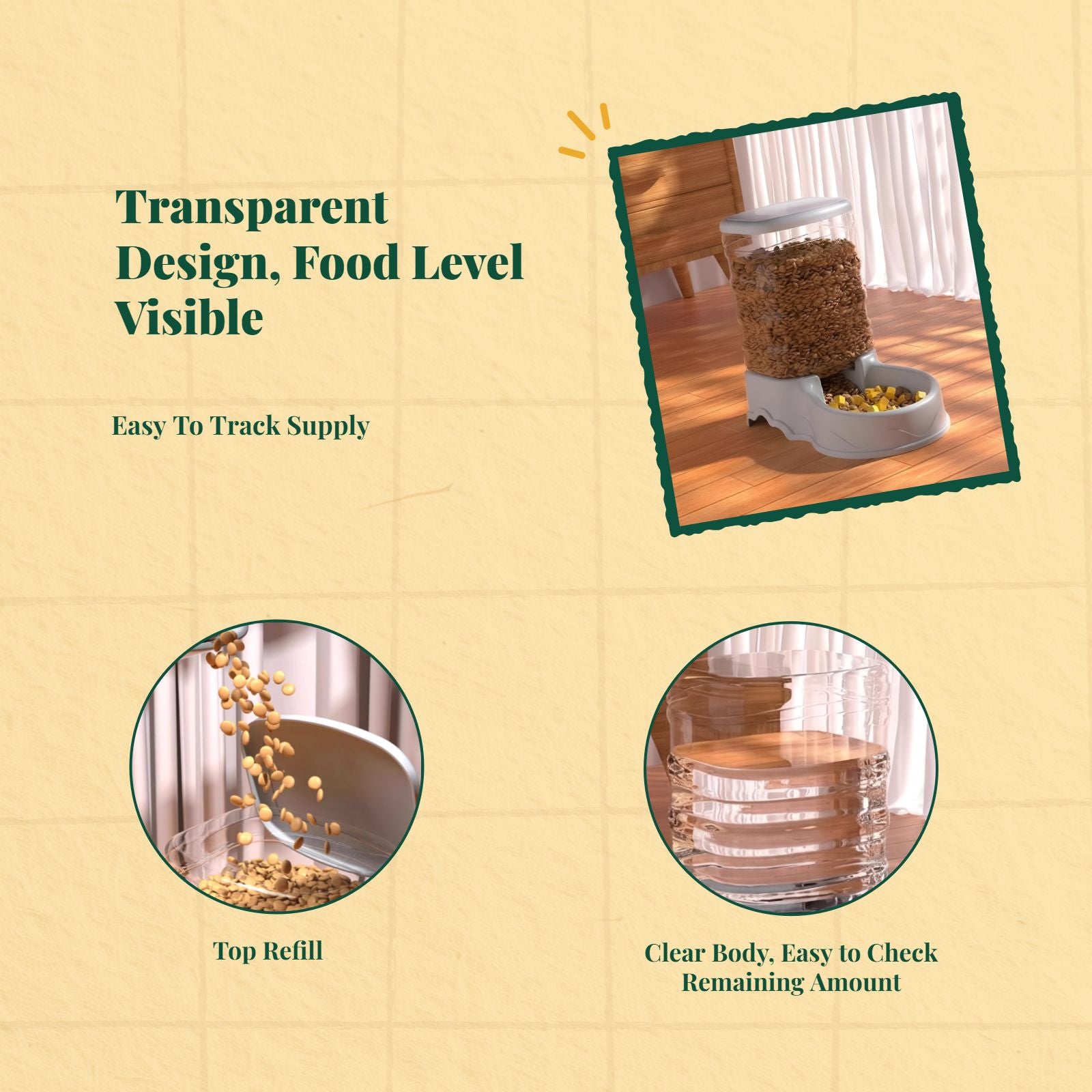 Large automatic pet feeder, no power