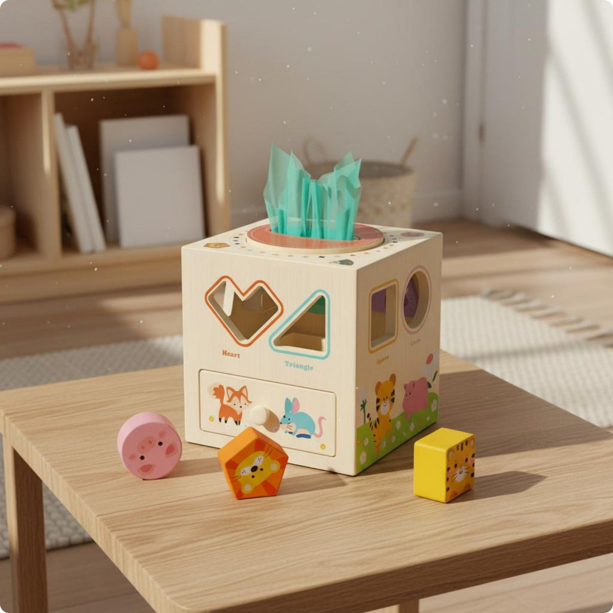 Multifunctional Shape Sorter Wooden Sensory Box Versatile Learning Carrot Harvest Game Box for Young Children, Infants