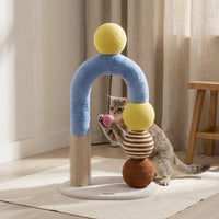 Arched Kitten Scratcher Hanging Ball Pet Furniture Blue