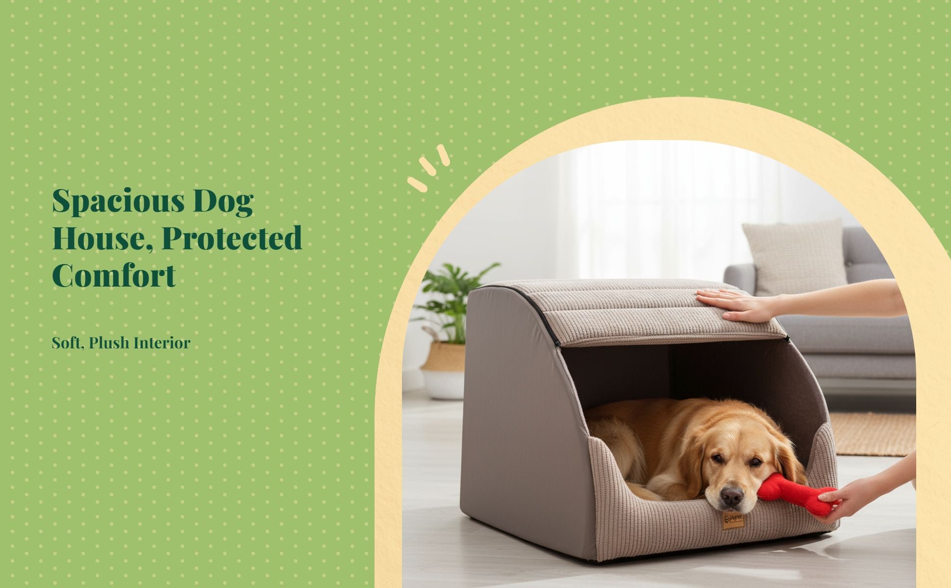 Dog House, Enclosed Bed, Easy Clean, Indoor Outdoor, Calming