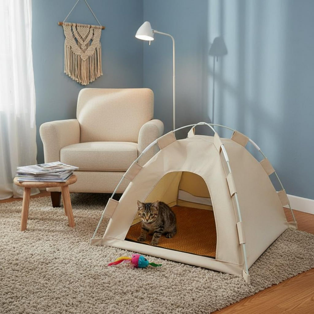 All Seasons Cat Tent House Washable Enclosed Pet Bed Breathable Foldable Cat Tent Stable Structure for Cats, Kittens, Travel, Camping