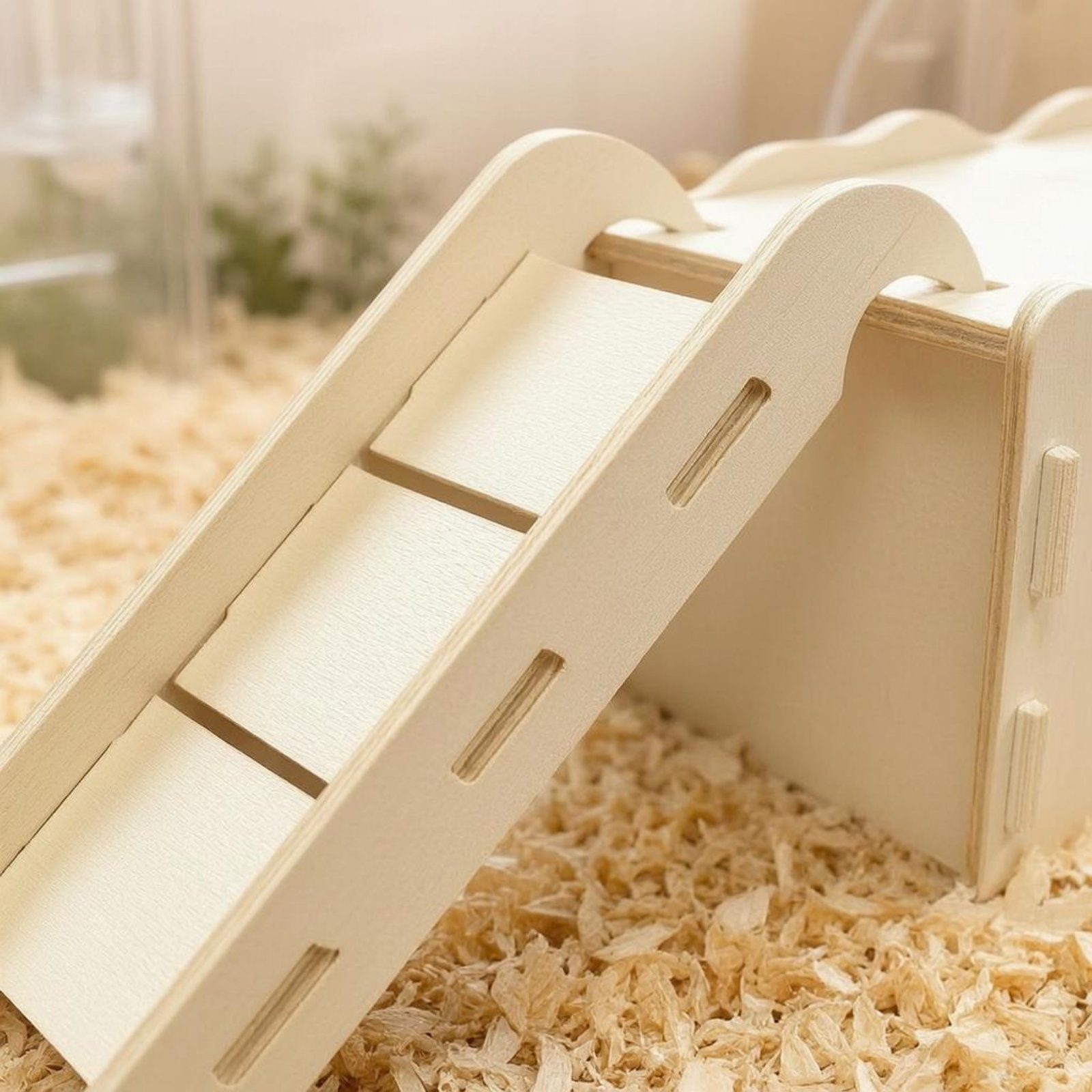 Hamster Ramp House Slotted Step Wood Hamster House Side Entrance