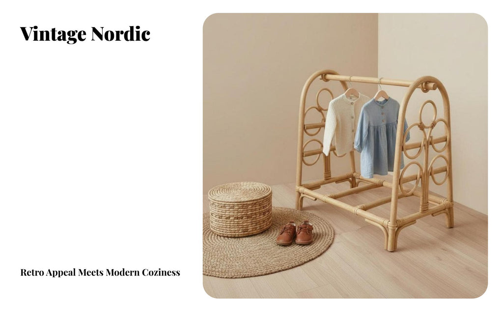 Arched Rattan Clothes Rail Freestanding Garment Stand Hand-Woven Bohemian Decor for Parents, Nursery, Guesthouse, Retail shop