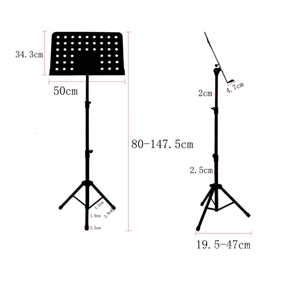Adjustable Sheet Music Stand Perforated Desk Foldable Music Stand Musical Instrument Accessory for Artists, Beginners, Practice, Performance, Studio
