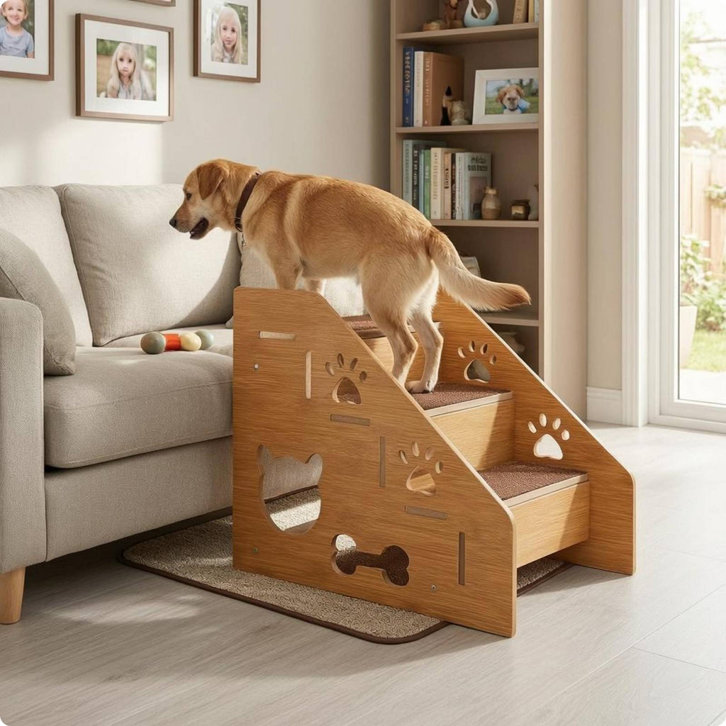 Wooden Pet Stair Ramp Decorative Dog Steps Sturdy for Sofa