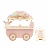 Wooden Ice Cream Cart Wheeled Kids Play Item Cognitive Learning for Children