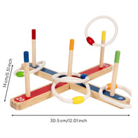 Wooden Tossing Rings Game Coordination Fun Wooden Peg Toss Game for Children