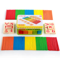 Arithmetic Rod Set Wooden Counting Sticks Set Storage Tin Box Learning Aid for Preschoolers