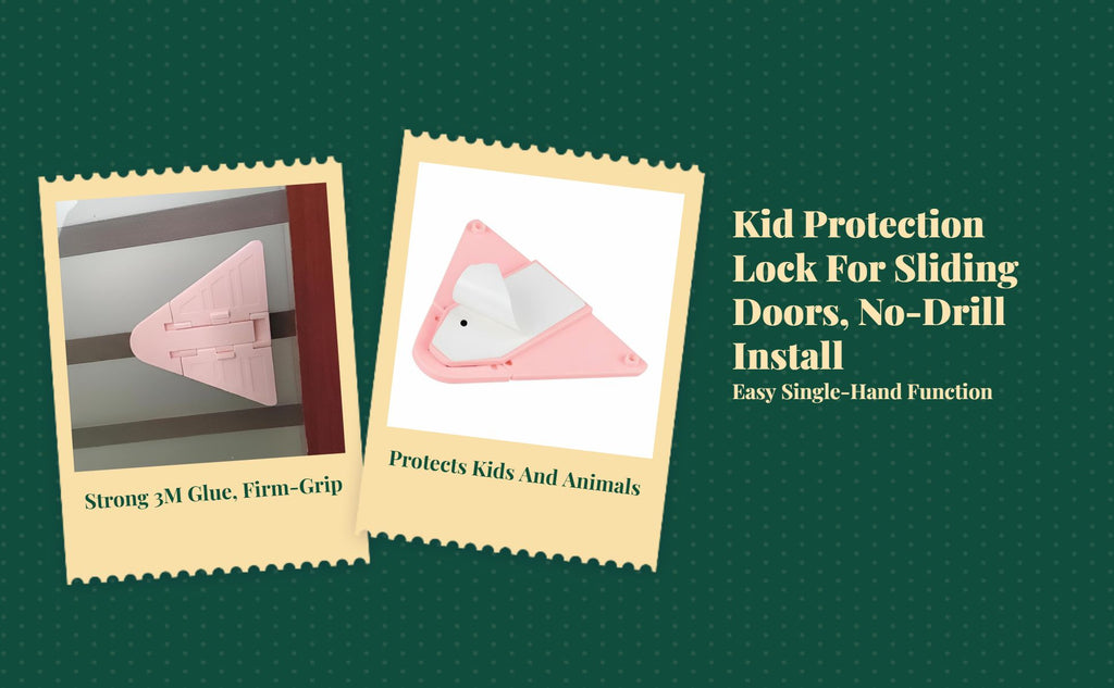 Kid Protection Sliding Pane Lock, Adjustable, No Tools Required, Multi-Purpose Cabinet Drawer Door Latch, Infant Protection Lock for Home, Kitchen, Bedroom
