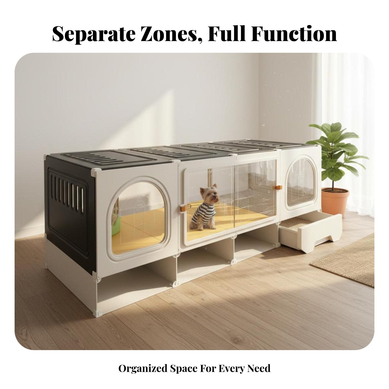 Kennel with Potty Area Luxury Villa Design Pet Furniture Easy to Clean for Home