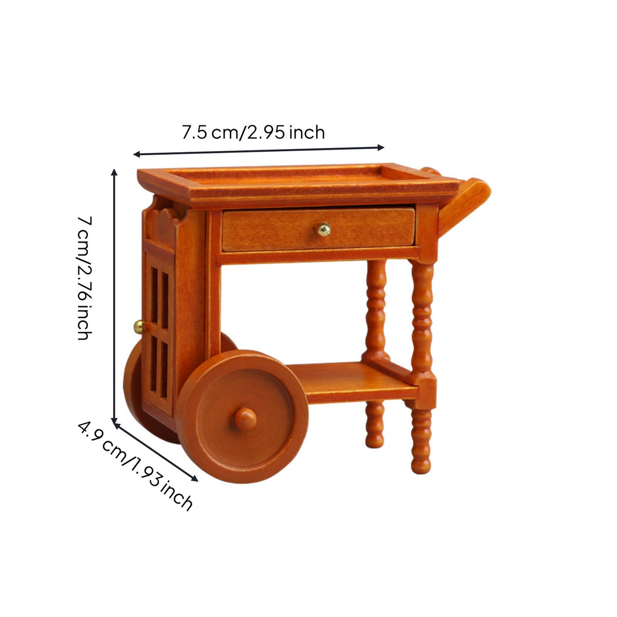 1:12 Dollhouse Handcart with Wheels Mini Wooden Trolley for Model Hobbyists