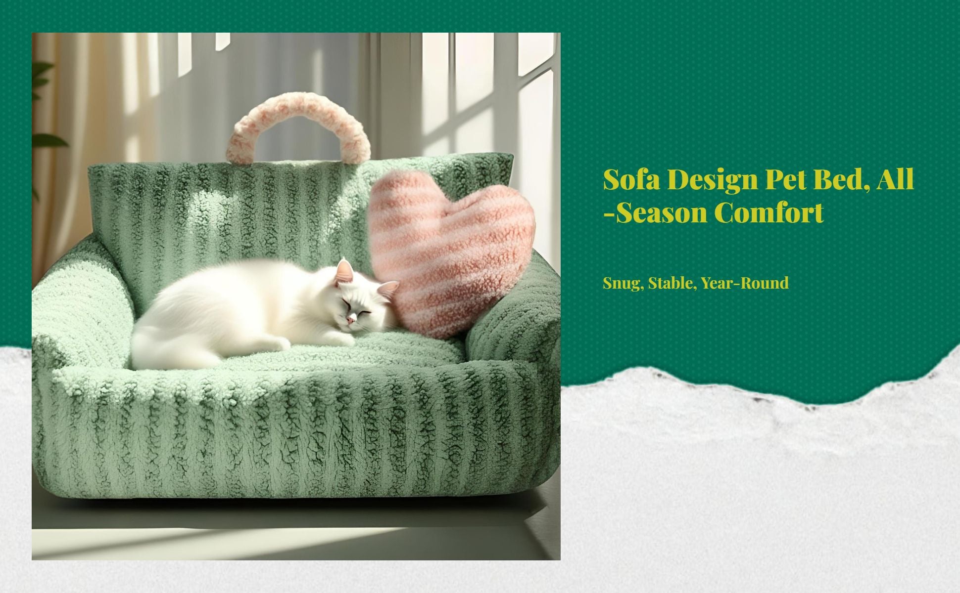 Cat Bed, Soft Washable Pet Sofa Mat, Non-Slip, All-Season