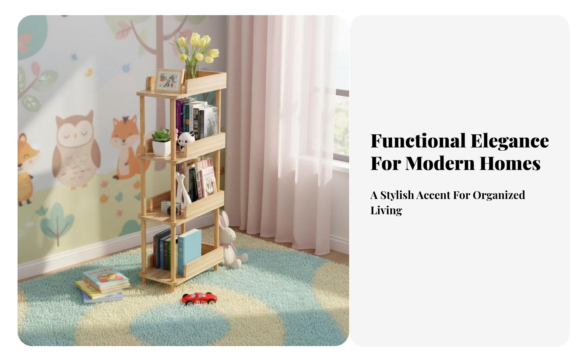 Fabric pouch book rack Space-Saving Storage Rack Childchild-suitable Design for children