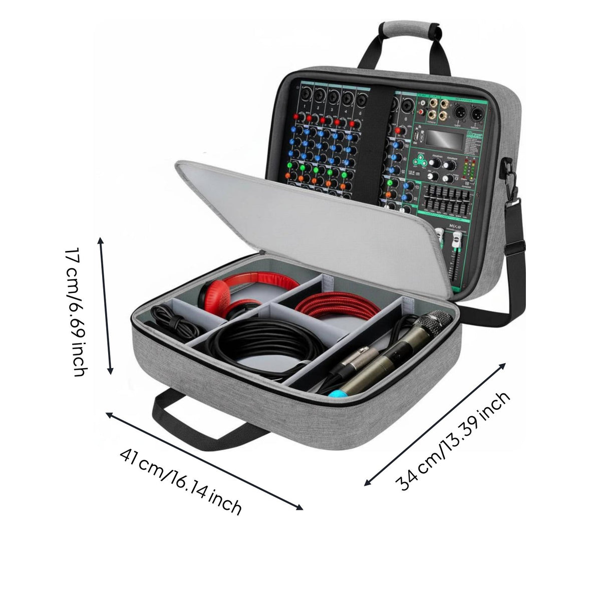 Audio Mixer Carrying Case Customizable Interior Padded Mixer Case Triple-Carry Carry Podcast Equipment Bag for Podcasters, Artists, Studio
