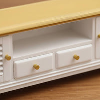 Dollhouse Tv Cabinet Scene Prop Mini Coffee Table Set Detailed for Photo Props