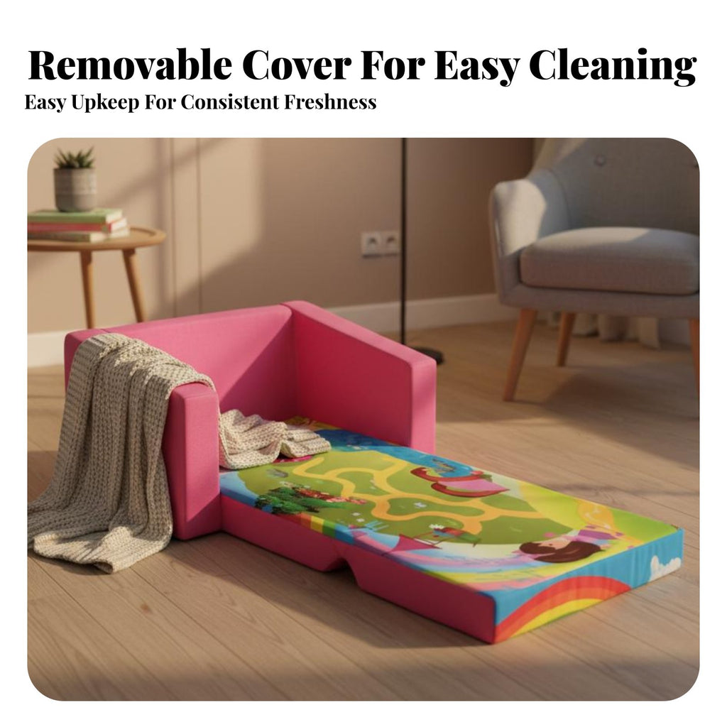 Transformable Flip-Open Sofa Fold-unfolded Design Toddler Couch Soft Construction