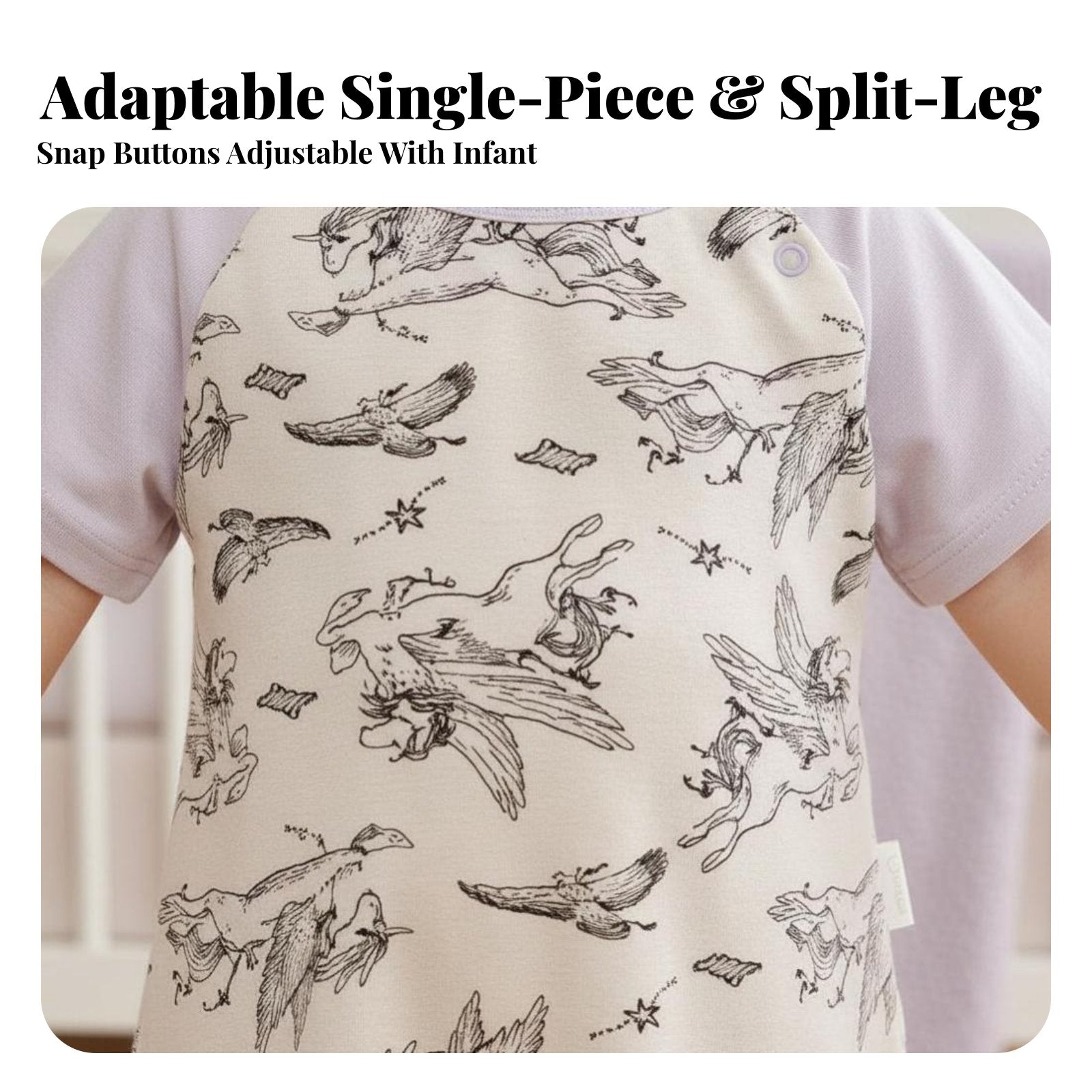 Baby Split-Leg Sleeping Bag Soft Short Sleeve Sleep Sack Fun Print for Toddlers