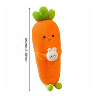 Carrot Holding Bunny Stuffed Toy Cute Design Long Carrot Stuffed Animal Filling Home Decoration for Kids, Bedroom