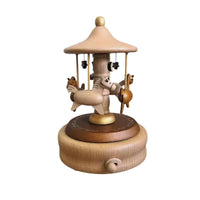 Hand-Turn Musical Box No Batteries Wooden Crank Musical Box Natural Wood